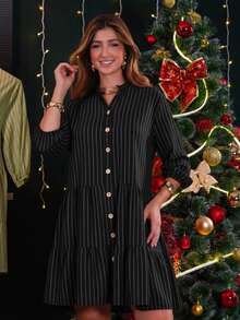 Women's Thin Striped Blouse Loose Lightweight Comfortable Summer Beach Casual Chic - 黑色 - 查看 3