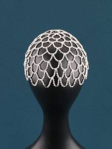 Nuevo estilo europeo y americano Diadema personalizada de moda, diadema unisex geométrica con rhinestones completos, adecuada para banquetes, fiestas, eventos, diversos festivales, joyería para la cabeza - Gorra de malla 296 - Ver 2