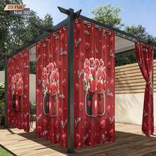 1pc Red Heart & Flower Pattern Printed Blackout Curtain Panel, Continuous Repeat Design Fits All Width Windows, Suitable For Living Room And Bedroom, Made Of Polyester Fabric, Machine Washable, Home Decor For Valentine's Day And Christmas - 0580+250XHCL - View 10