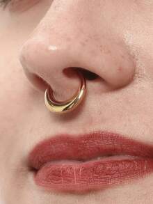 1pc 316l Stainless Steel Smooth Surface Chunky Nose Ring Hoops Cartilage Earring Ear Cuff Water Drop Hinge Clicker Septum Ring For Men And Women, 16g Septum Rings Septum Piercing Jewelry 8 Mm 10 Mm, Chunky Hypoallergenic Gold Hoop Earrings, Nose Piercing, Nose Rings For Women, Septum Rings Jewelry, Nose Studs, Nose Piercin, Nose Peircing, Piercing Piercing - Multicolor - View 10