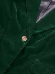 Women's Single-Breasted Velvet Blazer With A Pointed Collar, Suitable For Spring Office Wear Or Parties. Local Warehouse - 綠色 - 查看 7