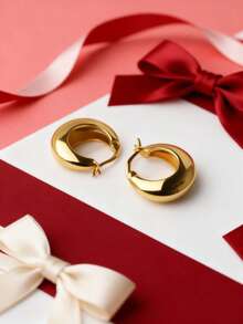 1 Pair Geometric Hoop Earrings, Minimalist Design, Versatile, Suitable For Students And - one-size - View 5