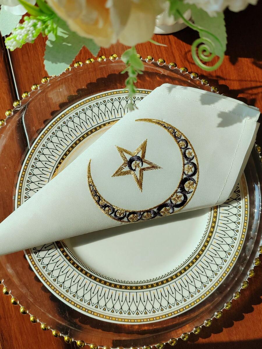 1/2/4条装 100% 涤纶精美刺绣餐巾,适用于家居、节日装饰、派对、婚礼、餐厅、厨房、餐桌、书桌、茶几、梳妆台、客厅、卧室、室内外、野餐等场合。 - 藏蓝色 - 查看 1