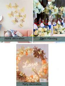 12pcs/Set 3d Butterfly Wall Stickers For Wedding Cake Decoration, Living Room Home Decor, Stickers, Wall Decal, Vinyl Decal For Home Decorations, Spring Decoration Items Refresh Your Home, Rama Decoration Stickers Gifts Birthday Graduation - Silver - View 5