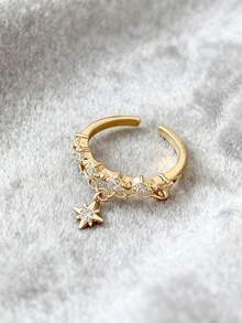 星形戒指適合女孩,可調節 - 金黃色 - 查看 3