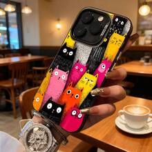 Funda de Teléfono con Patrón de Gatos Coloridos para Modelos de  y  Adecuada para Todas las Estaciones Opción de Regalo Ideal - Plateado - Ver 3