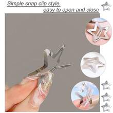20 PCS Star Snap Hair Clips Silver Y2K 2000s Hair Accessories Non Slip Clips For Girls Women,1.61IN - 銀色20裝 - 查看 2