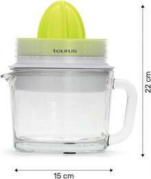 TAURUS CITRIX | Exprimidor de Cítricos | ÚNICO con Jarra de Vidrio de 1 Litro | Exprimidor de Naranjas | Filtro para Bagazo de 3 niveles | Doble Sentido de | Almacenaje Compacto | Naranja