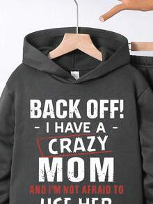 Tween Boy Slogan Graphic Hoodie And Sweatpants Casual Everyday Outfit, Autumn/Winter - Dark Grey - View 3