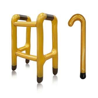 Set de 2 piezas Andador y bastón inflables, accesorios y utilería para disfraces, adecuados para juegos al aire libre, fiestas de jubilación, personas mayores, decoración, regalos de broma