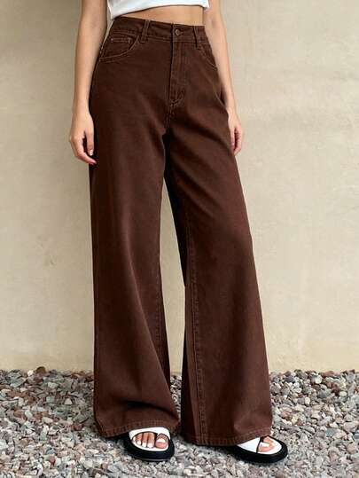 Livesso 女士休闲宽松水洗阔腿牛仔裤，秋季款