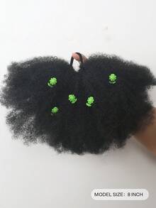 1 búi tóc Afro Puff có kẹp hoa cho trẻ em, búi tóc Afro Puff mềm mại, xoăn tít, kiểu tóc búi lớn cho bé gái, có dây chun. - màu đen - Xem 3