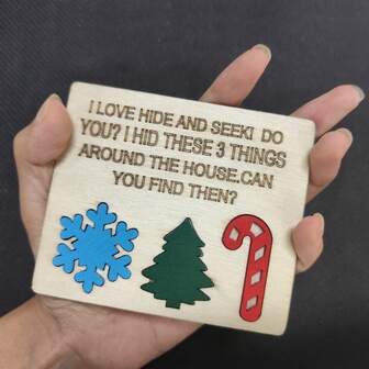 一套迷你精灵狩猎木制摆件 - 非玩具，仅供装饰，完美的节日礼物、装饰品、圣诞家庭聚会互动产品、圣诞派对游戏、捉迷藏装饰，适合14岁及以上成人