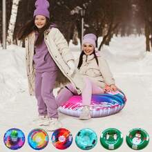 Inflatable Snow Tube - Heavy Duty PVC Foldable Winter Water Sled, Blue/Black/Green/Pink/White, With Air Compatible Design - Snow Tubing, Ski Resort Fun, Christmas & New Year Gift - Multicolor - View 9