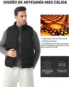Chaleco Para Hombre, Chaleco De Otoño E Invierno, Chalecos Casuales Para Hombre Es Ligera, Cálida Y Plegable - Azul marino - Ver 11