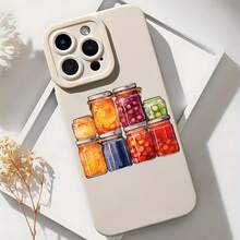 2026 nueva funda de teléfono esmerilada, funda de teléfono con impresión de frutas y verduras en frasco para  17 15 Pro Max  17 14 Plus  17 13 Mini  Galaxy S23 Ultra S22 S21 protector de teléfono funda de pareja regalo para novio novia regalo de vacaciones - Blanco antiguo - Ver 6