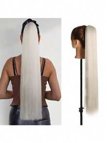 Ponytail Extension -28 Inch Rubber Band Long Straight Ponytail Female Extension, Soft Synthetic Clip Ponytail Wig - Multicolor - View 12