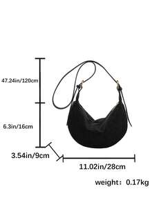 1pc Women's Fashionable Solid Color Minimalist Shoulder Bag, PU Leather, Suitable For Dates, Shopping, Versatile - Black - View 10