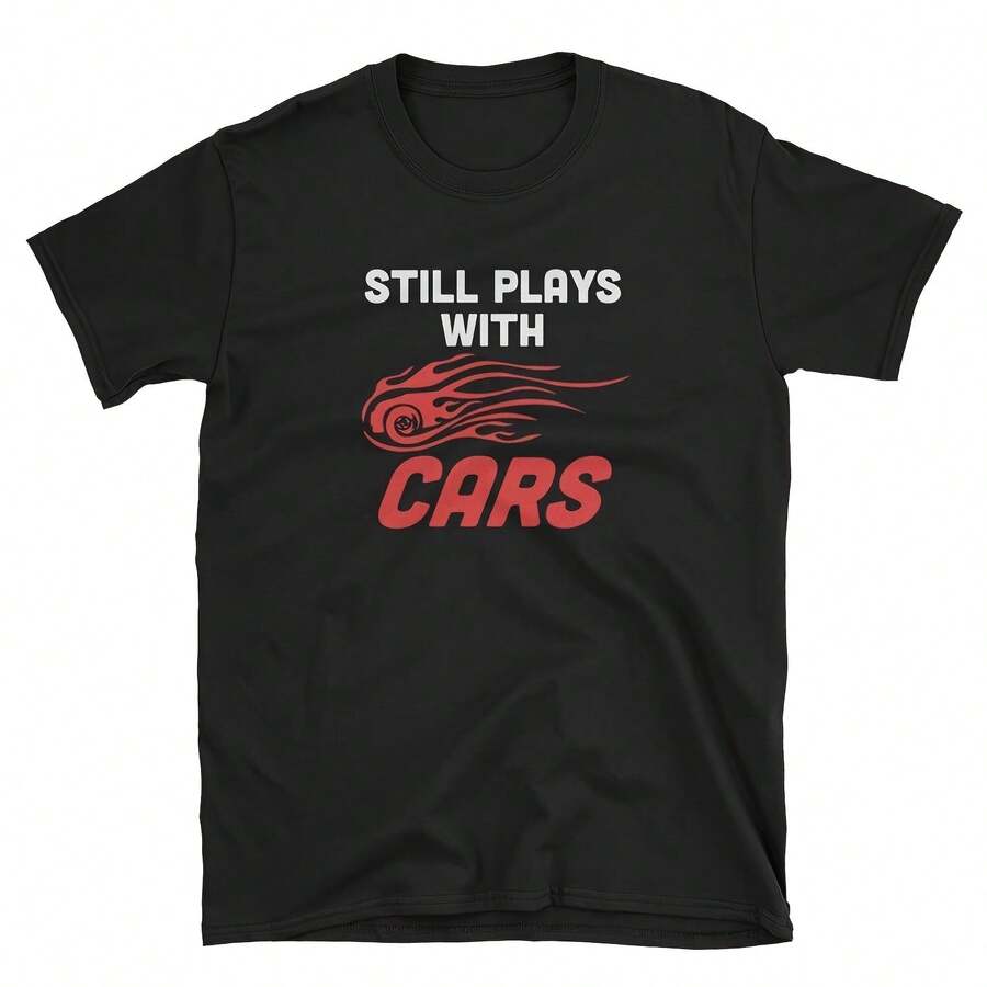 Camiseta de regalo de carreras de drag que todavía juega con coches - Negro - Ver 1