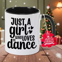 Just A Girl Who Loves To Dance White Ceramic Coffee Mug With Black Text & Heart Design - Non-Slip Round Cup, Hand Wash Only, Perfect Gift For Couples, Christmas, Thanksgiving, For Home Office, Dining Room - Unique Winter Theme, Holiday Gift Item - Green - View 6