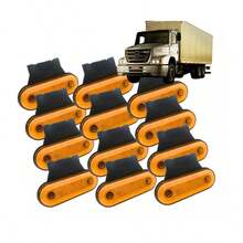 Kit Com 12 Led Lateral Foguinho Caminhão Carreta Suporte Amarelo - Amarelo - Visão 2