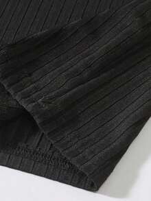 Men's American Ribbed Crew Neck Slim Fit Casual Long Sleeve T-Shirt With Stretch Knit Fabric. Suitable For All Ages, Including Regular Fit, Father's Day, Mother's Day, New Year's, And Spring Festivals. - 黑色 - 查看 5