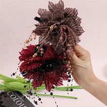 Brilliant Galaxy Hong Kong Style Shiny Flower Hair Claw Elegant Hair Volume Enhancer Hair Accessory - 酒紅色 - 查看 5