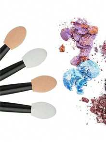 100个/50个装化妆海绵眼影刷双头柔软化妆海绵眼影迷你化妆工具 - 彩色 - 查看 7