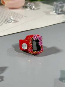Compteur de bague de strass à 3 fleurs personnalisé, rosaire électronique, compteur de prière de rosaire électronique pour le doigt, compteur de bague à affichage numérique pratique, compteur à pression manuelle anti-stress, convient à un usage commercial, comptage de prières, cadeaux de festival, compact et portable - Multicolore - Voir 19