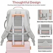 UKEIN 40L Travel Backpack For Women, Carry On Bag Flight Approved, Waterproof Backpack With 3 Packing Cubes, Weekender Personal Item Bags For Airplane Travel Essentials, TSA Approved - 灰粉 - 查看 6
