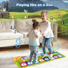 幼儿音乐垫钢琴垫，动物声音触摸游戏垫，感官教育舞蹈音乐键盘地毯玩具，适合男孩和女孩 - 彩色 - 查看 6