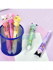 12pcs/Set Sanrio Series Acrylic Gel Pens - Yuguigou, Kulomi, Mileti, Hapag, Hello Kitty - Cute Cartoon Character Retractable Medium Point Pens, Suitable For Office & School Supplies - Multicolor - View 7