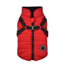 Small Dog Winter Clothes With Harness Vest, Pet Warm Padded Coat