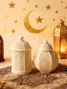 DIY Lantern Silicone Candle Mold - Star & Moon Details, Beginner-Friendly & Flexible Silicone | Reusable | Fits Candle Making, Gypsum Crafts, Diffuser Stones | Perfect For DIY Enthusiasts, Handmade Presents & Holiday Decor Projects - White - View 4
