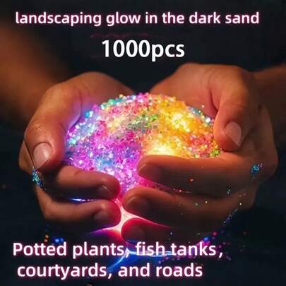 1000pcs/Bag Glow In The Dark Sand, Ideal For Gardening, Weddings, Parties, Holidays And Aquariums - Can Be Used For Outdoor Landscaping, Ceramics, Miniature Model Making, Colorful And Reusable Craft Material, Also Suitable For Outdoor Garden Decor And Large Garden Ornaments
