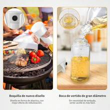 Pulverizador de aceite de cocina, pulverizador de aceite de oliva de vidrio de 300 ml, pulverizador de aceite de oliva continuo con control de porciones, utensilio de cocina para freidoras de aire, preparación de ensaladas. - Blanco - Ver 8
