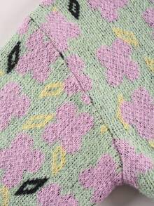 Plus Size Women Mint Green Loose Cardigan, Sweet Casual Single-Breasted Knit Jacket