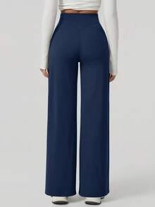 NcmRyu 1件装 女士高腰宽松阔腿休闲裤 - 藏蓝色 - 查看 8