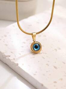 1Pc European And American Angel's Eye Titanium Steel Necklace, Fashionable And Exquisite Collarbone Chain, Personalized Luxury, Teenerger Necklace Jewelry