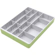 XZGB Silverware Drawer Organizer DIY Customize Expandable Utensil Tray For Kitchen Upgraded Flatware Cutlery Holders Adjustable Plastic Tableware Storage For Spatula Spoons Forks Knives Green - 綠色 - 查看 4