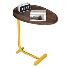 Small Side End Table, Oval Desktop Tea Table, C-Shaped Sofa Couch Coffee Dinner Table For Snack Drink TV Tray - Gold - View 4