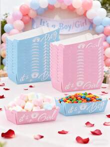 40 hộp bỏng ngô tiết lộ giới tính, hộp bỏng ngô hình thuyền, màu xanh và hồng cho tiệc tiết lộ giới tính, hộp đựng đồ tráng miệng trang trí tiệc chào đón em bé - Nhiều màu - Xem 6