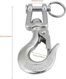 Gancho de ojo giratorio, gancho de  de cadena de elevación de horquilla de ojo giratorio de acero inoxidable 304 350 kg Límite de carga de trabajo(110mm) - 90 mm - Ver 2