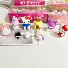 4pcs Set Of Cute Sanrio Eraser, Cartoon Sanrio Series Model Eraser, My Melody Hello Kitty Kuromi Cinnamoroll Eraser Stationery Gift Set, School Supplies, Back To School Season Gifts, Perfect Party Gifts, Fans' Holiday Gifts. (Random Style) - Multicolor - View 4