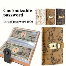 1pc Money Saving Box, Can Hold 100 Banknotes, Comes With Coin Purse & Savings Handbook, Fun Design, Can Store Paper Money, Envelopes, Fashionable & Practical, Includes Savings Notebook For Home Management, Large Capacity, With Dial Lock, Can Be Used As Photo Album/3-Ring Binder Album