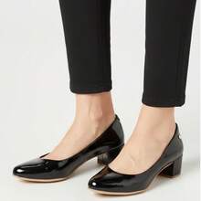 Women's Formal Shoes Scarpin Scarpan Medium High Heel Block Toe Patent Leather Ref 040 - Black - View 2