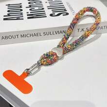 1pc Christmas Autumn/Winter Dopamine Contrast Color Heart Plush Knitted Lanyard, Versatile Phone Case Strap, Keychain, Unisex Creative High-End Gift