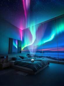 Proyector de Luces Boreales LED Aurora - Alimentado por USB, Lámpara de Cielo Estrellado Galaxia con Control Remoto, Efecto Aurora (Verde, Azul, Rosa, Morado, Blanco, Dorado), Compacto para Dormitorio, Sala de Estar, Decoración de Oficina, Adecuado para Navidad, Fiesta de Cumpleaños, Cine en Casa - Iluminación Ambiental Enchufar y Reproducir, Crear Ambiente Acogedor, Diseño Celestial, Proyección de Alta Calidad, Iluminación Decorativa, Planificación de Eventos - luz policromática - Ver 4