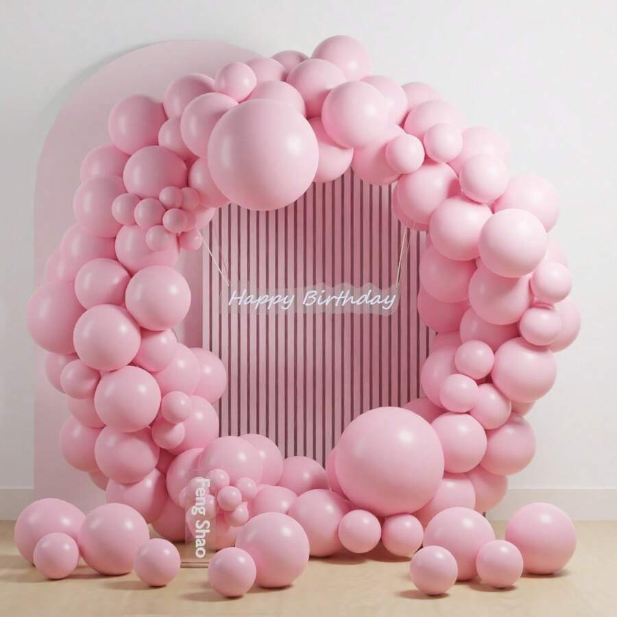 50/125个粉色气球，浅粉色气球，尺寸多样，包括18英寸、12英寸、10英寸、5英寸。适用于花环、拱门、生日、周年纪念、情人节、新娘送礼会、单身派对、公主派对、毕业典礼、性别揭晓派对、复活节派对装饰。