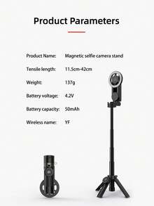 Mini Selfie Stick Photography Travel Portable Collapsible Tripod Wireless Phone Magnetic Holder For Winter Vacation, Travel, Outdoor Activities, Live Streaming, Stable Recording Vacation Travel Outdoor Activities Live Streaming Stable Recording Vlogging Equipment 360° Rotation - Multicolor - View 11